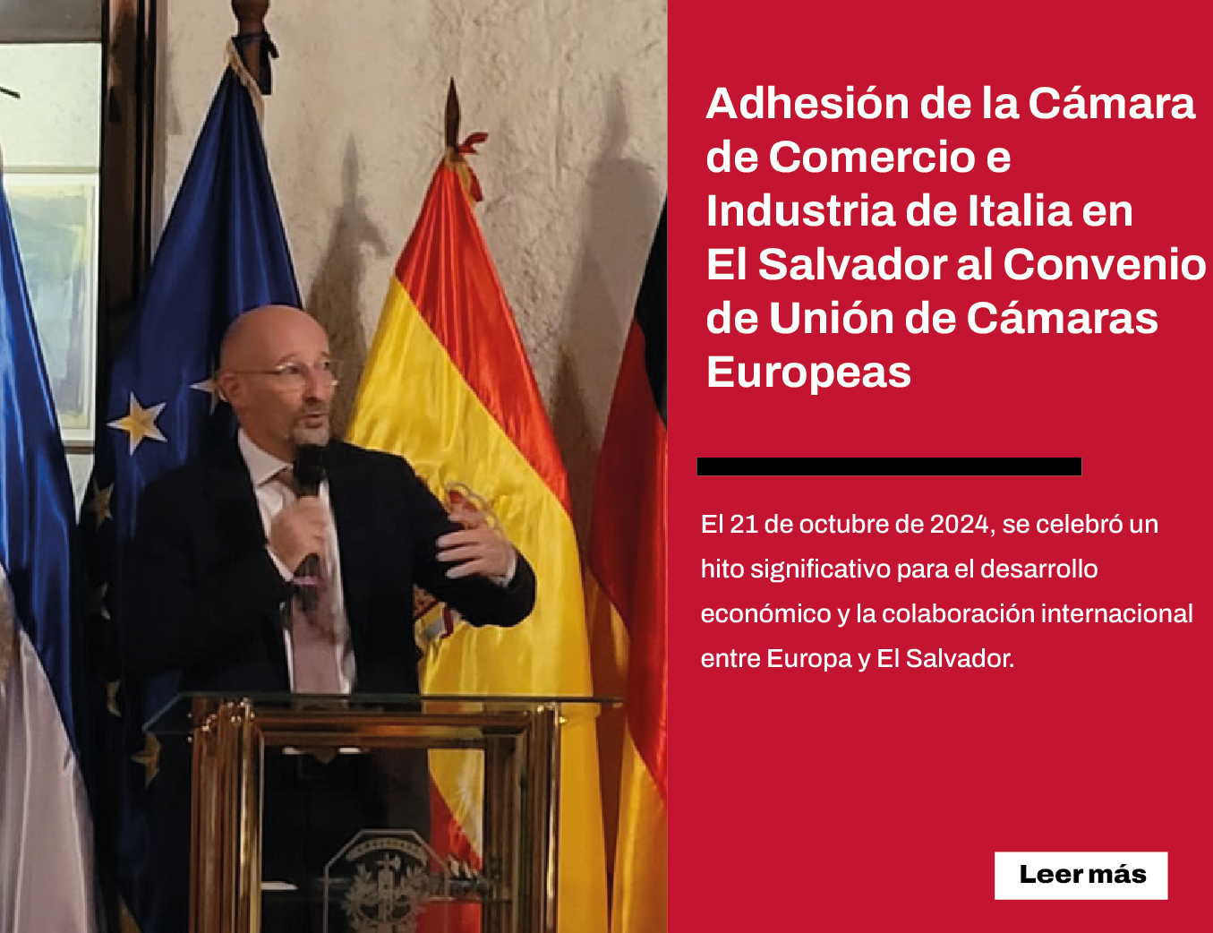 Adhesión de la Cámara de Comercio e Industria de Italia en El Salvador al Convenio de Unión de Cámaras Europeas